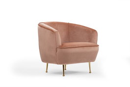 Atelier Del Sofa Piccoli (Bony) Sillón Orejero Rosa Terciopelo Patas Doradas Metálicas Glam
